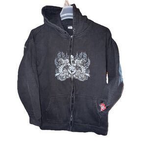 Y2K West Coast Choppers Jesse James Hoodie Gothic Graphic Large Black Grunge